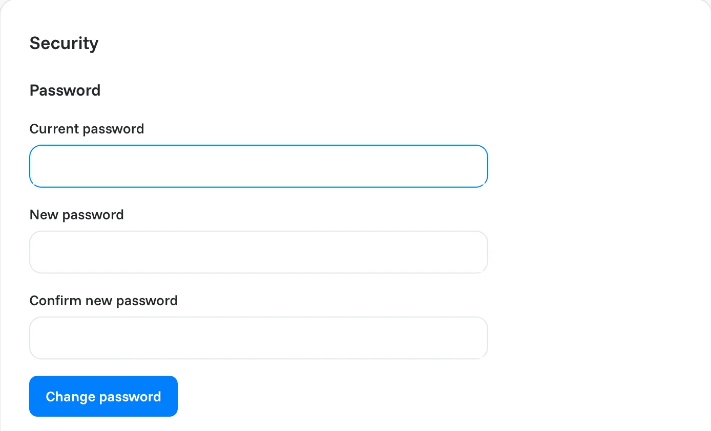 Changing the password