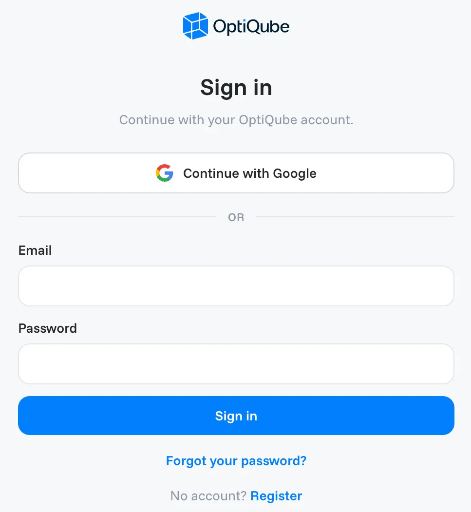 The sign-in page