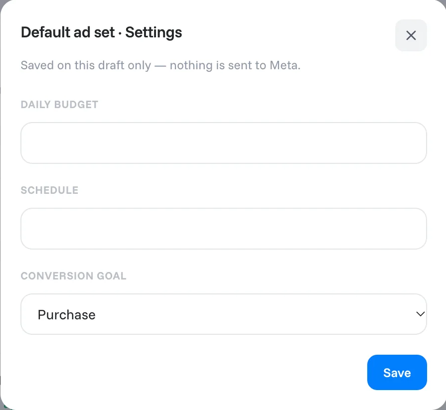 Ad set settings