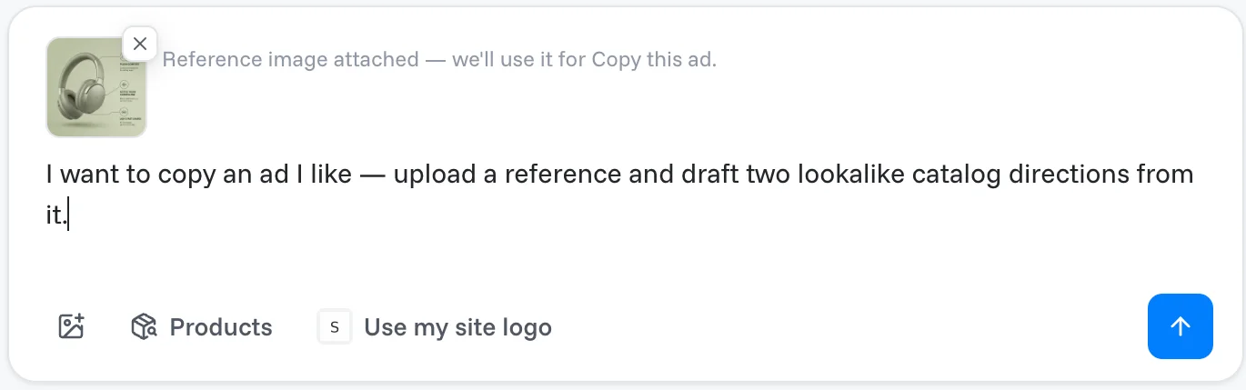 A reference ad attached on the New task screen