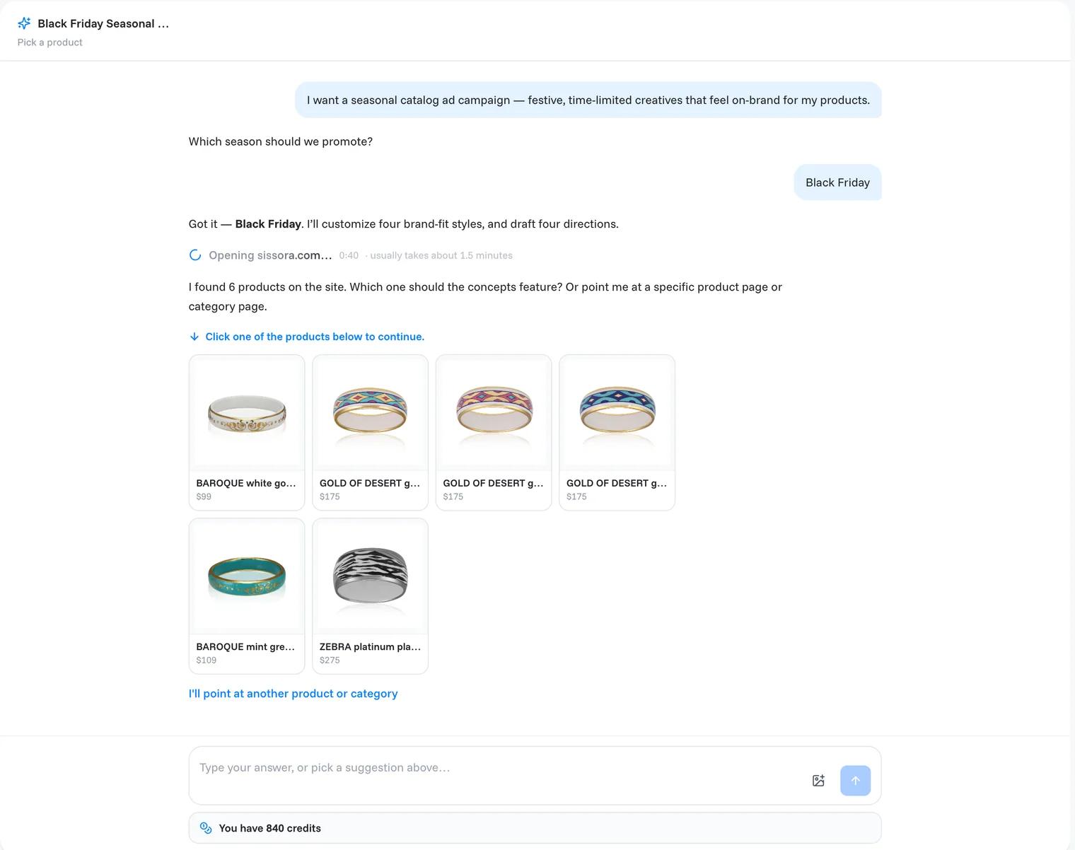 Az ügynök által a webshopban talált termékek
