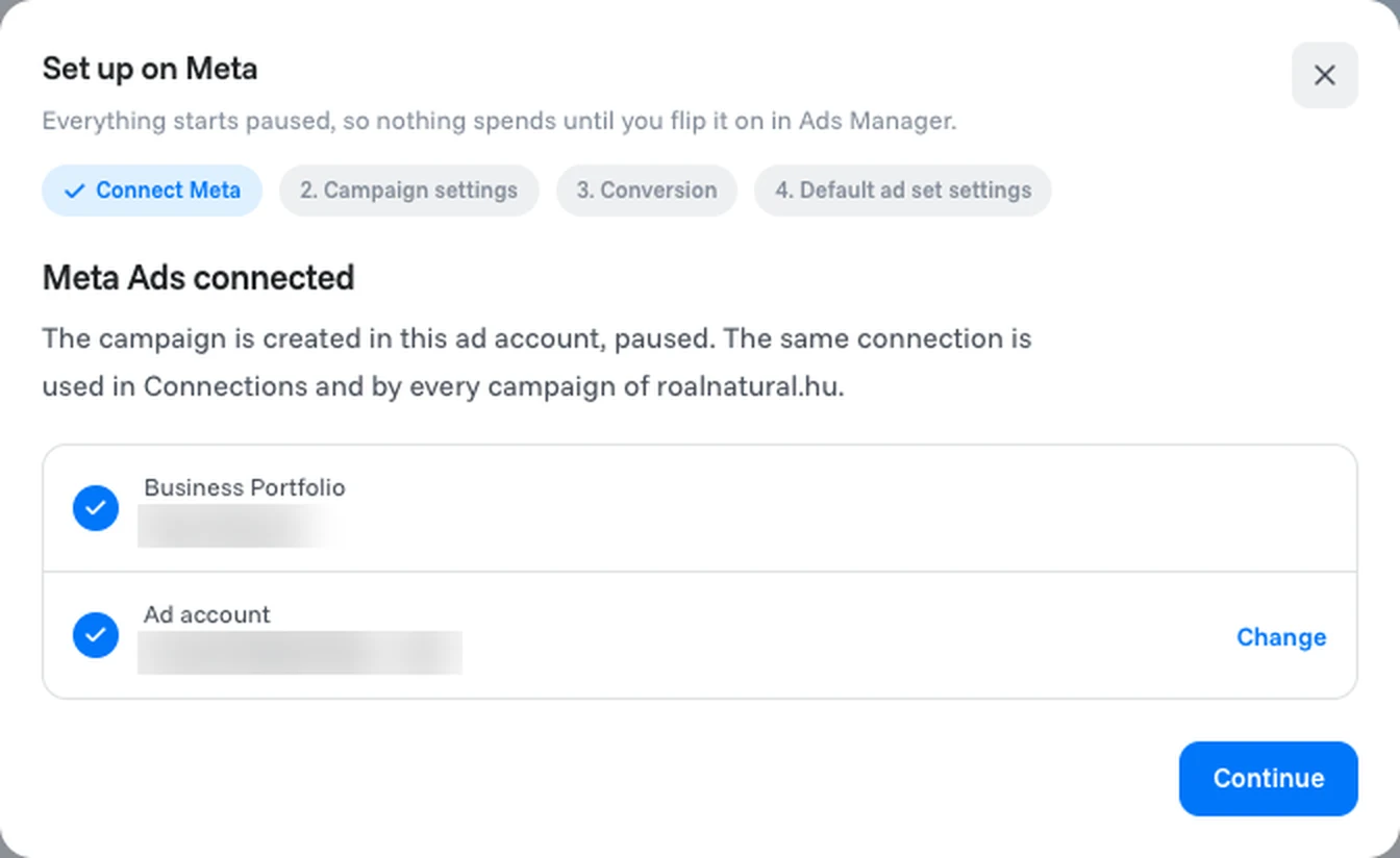 Step 1: the connected ad account
