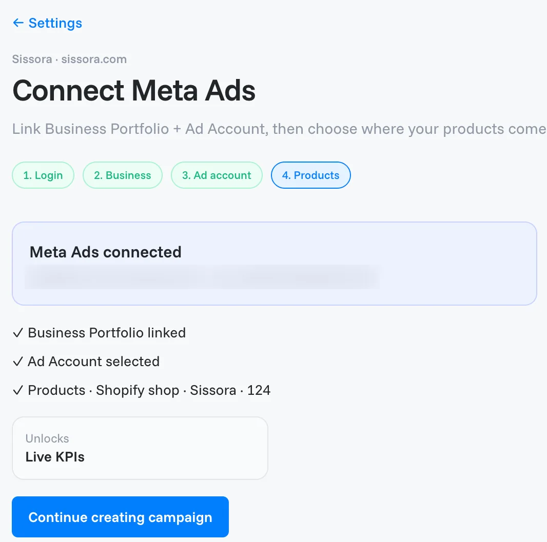 Meta Ads connected